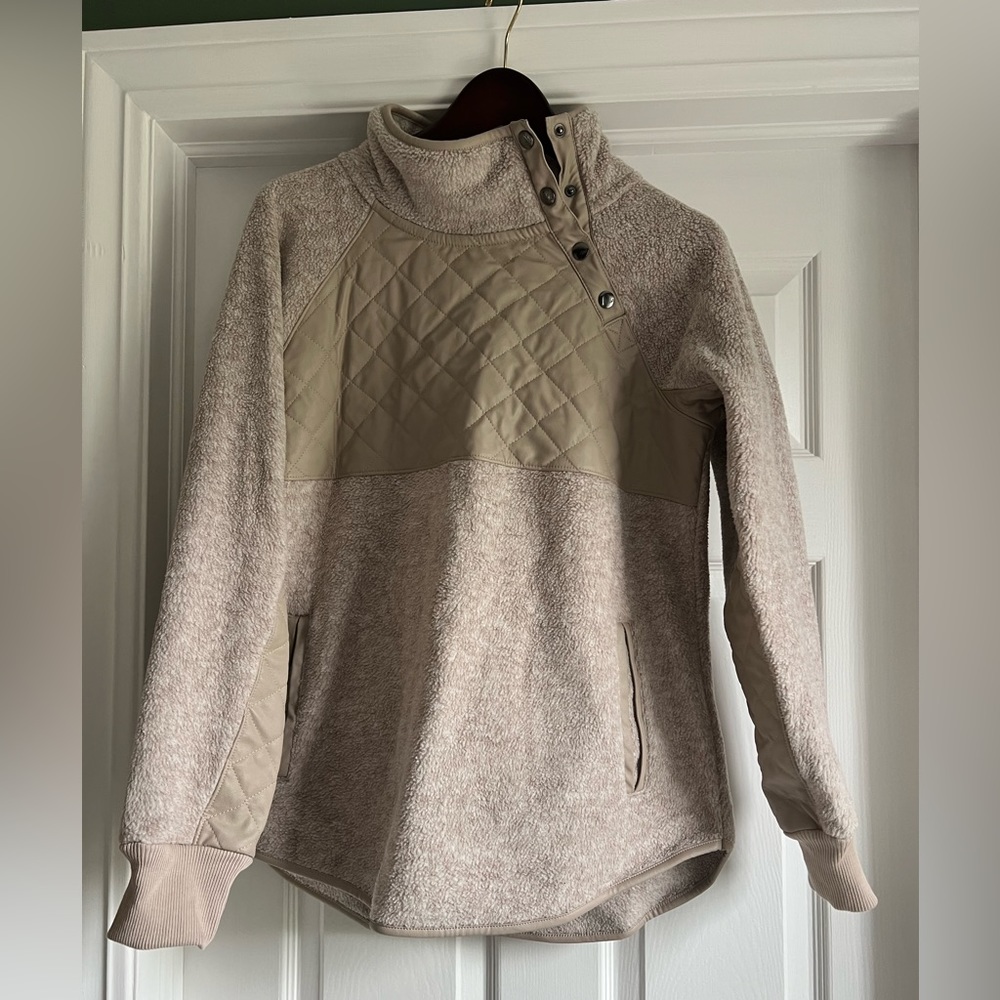 Abercrombie fleece faux leather pullover